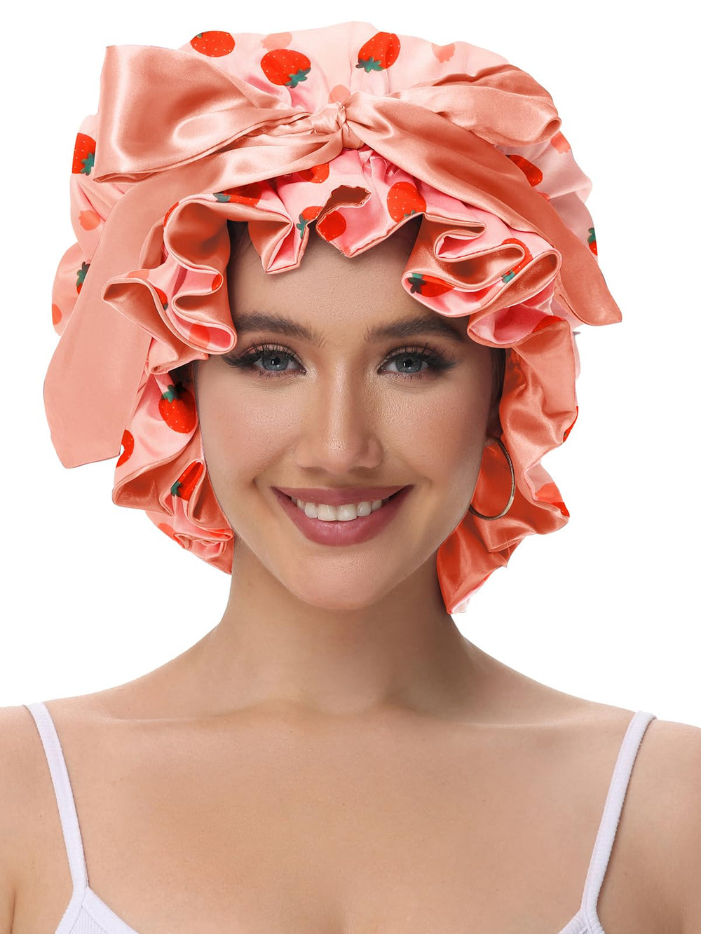Vettres silk bonnet with adjustable tie band offers a secure, customizable fit for every night.