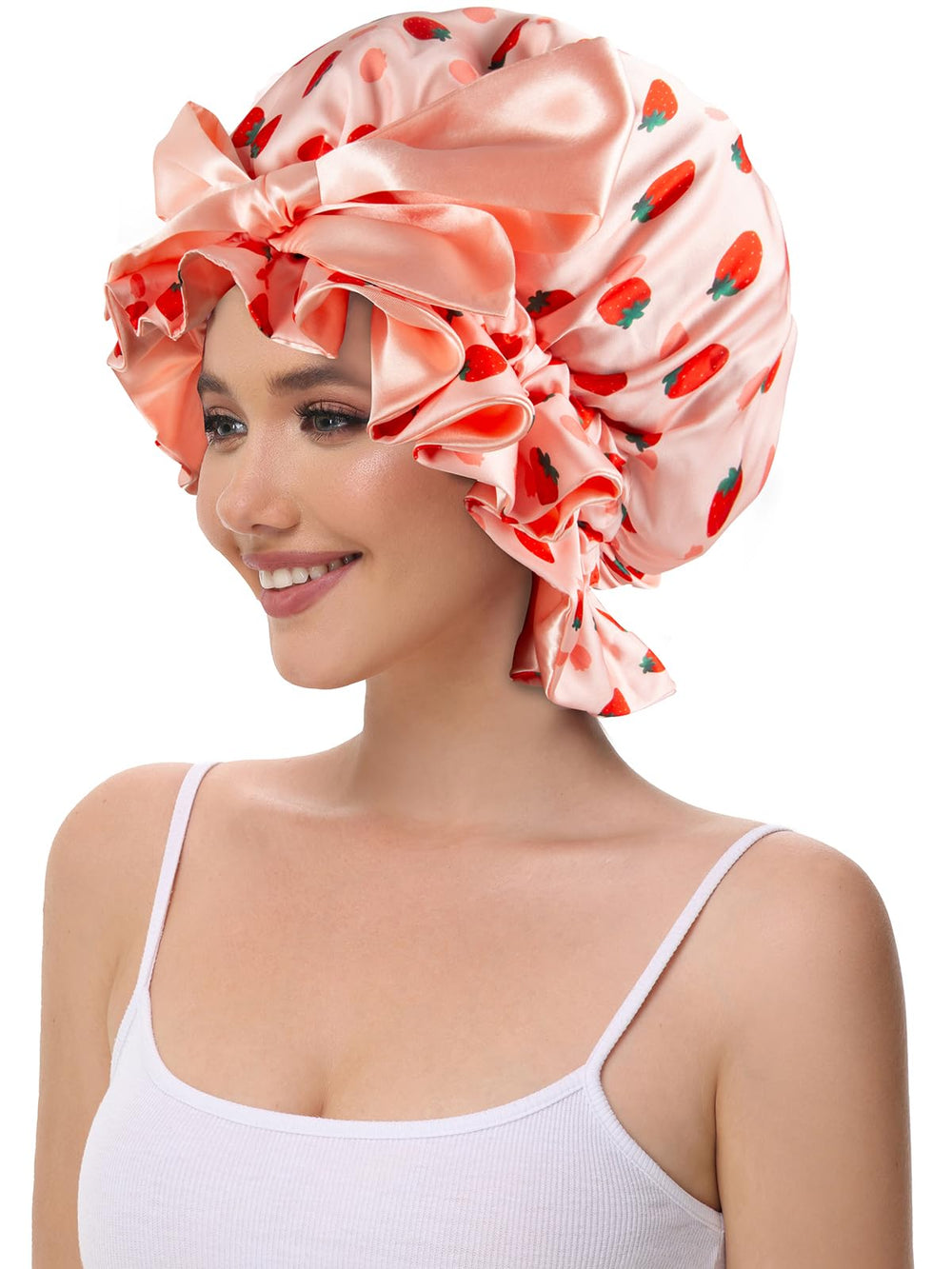 Vettres silk bonnet adds a stylish bow for a chic, everyday look.