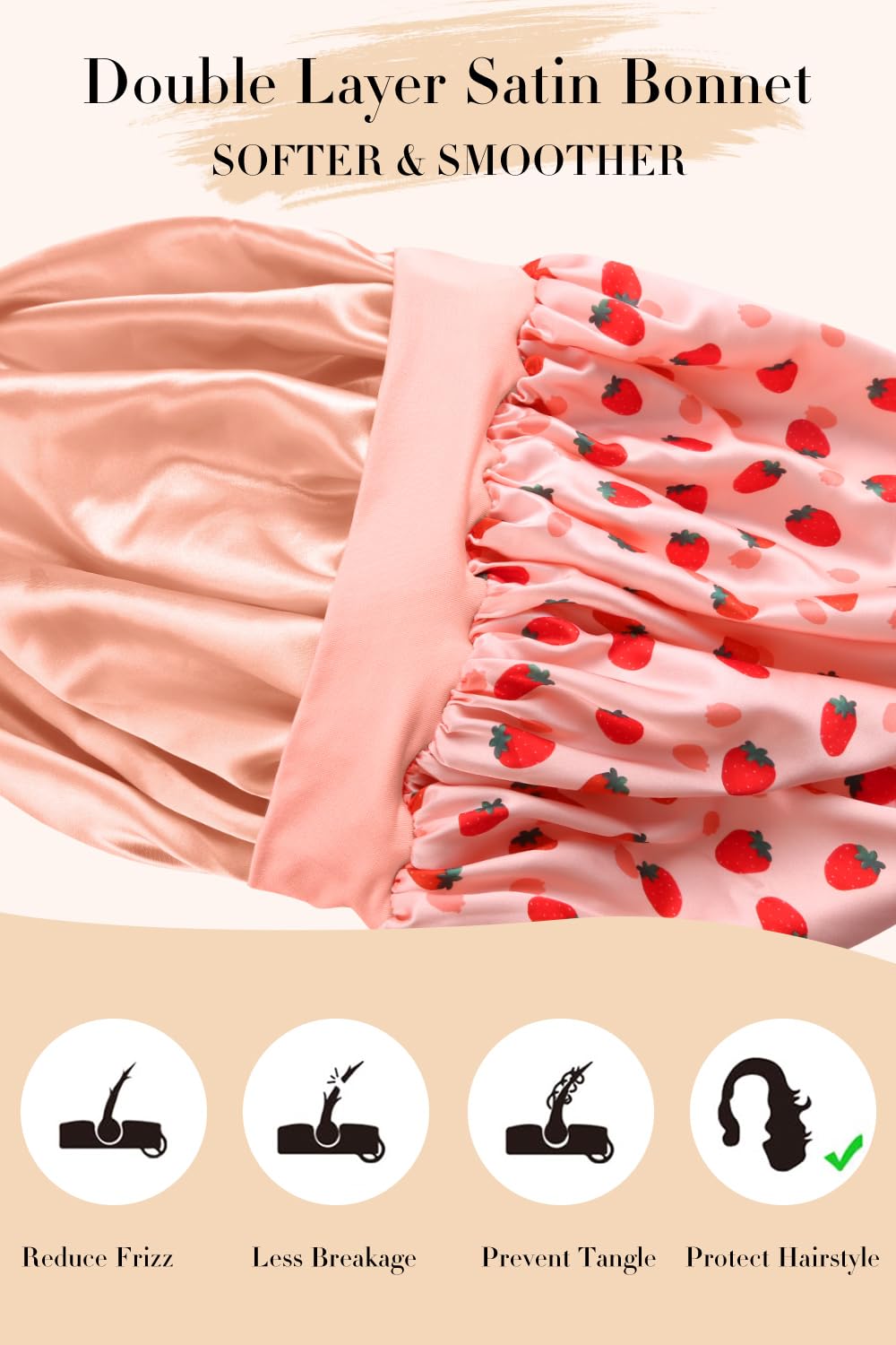 Vettres versatile-use satin bonnet suited for night routines, makeup removal and showers
