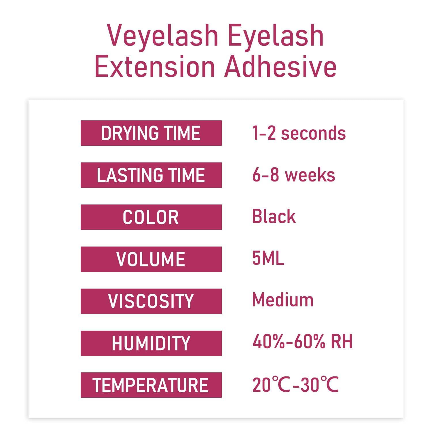 VEYES INC Lash Glue demonstrates up to 8 weeks bond for lasting lash extensions.