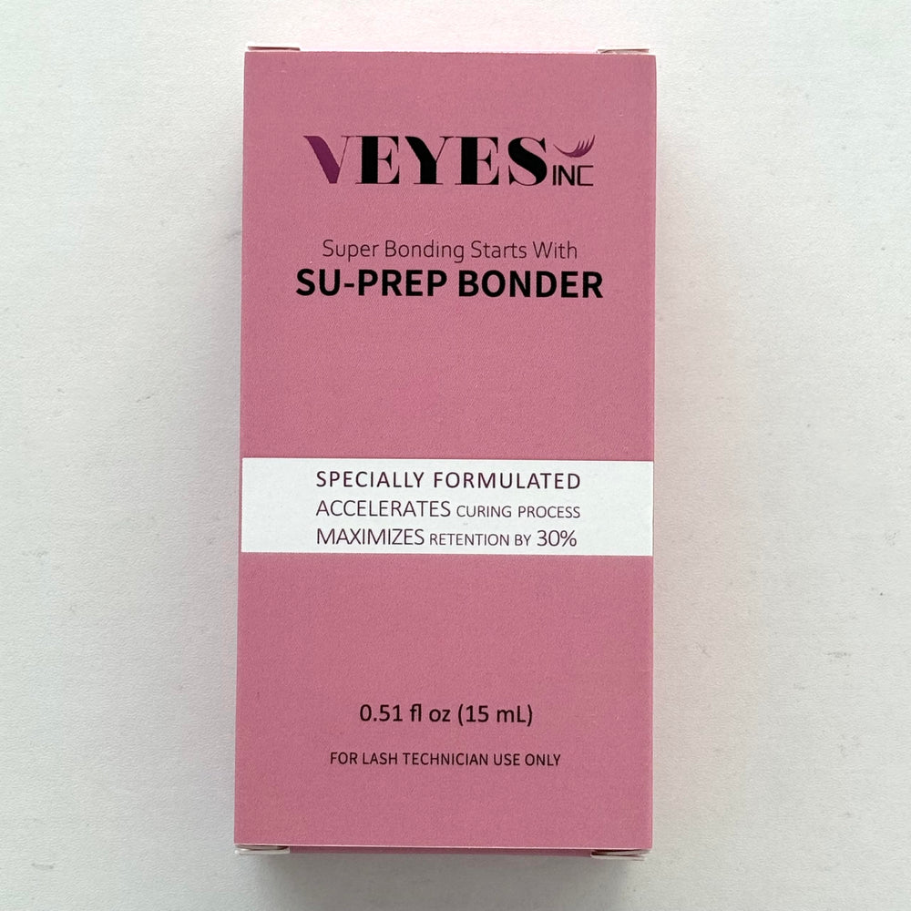 VEYES INC Super Lash Bonder clear finish on lashes suggests seamless adhesion and a natural look.