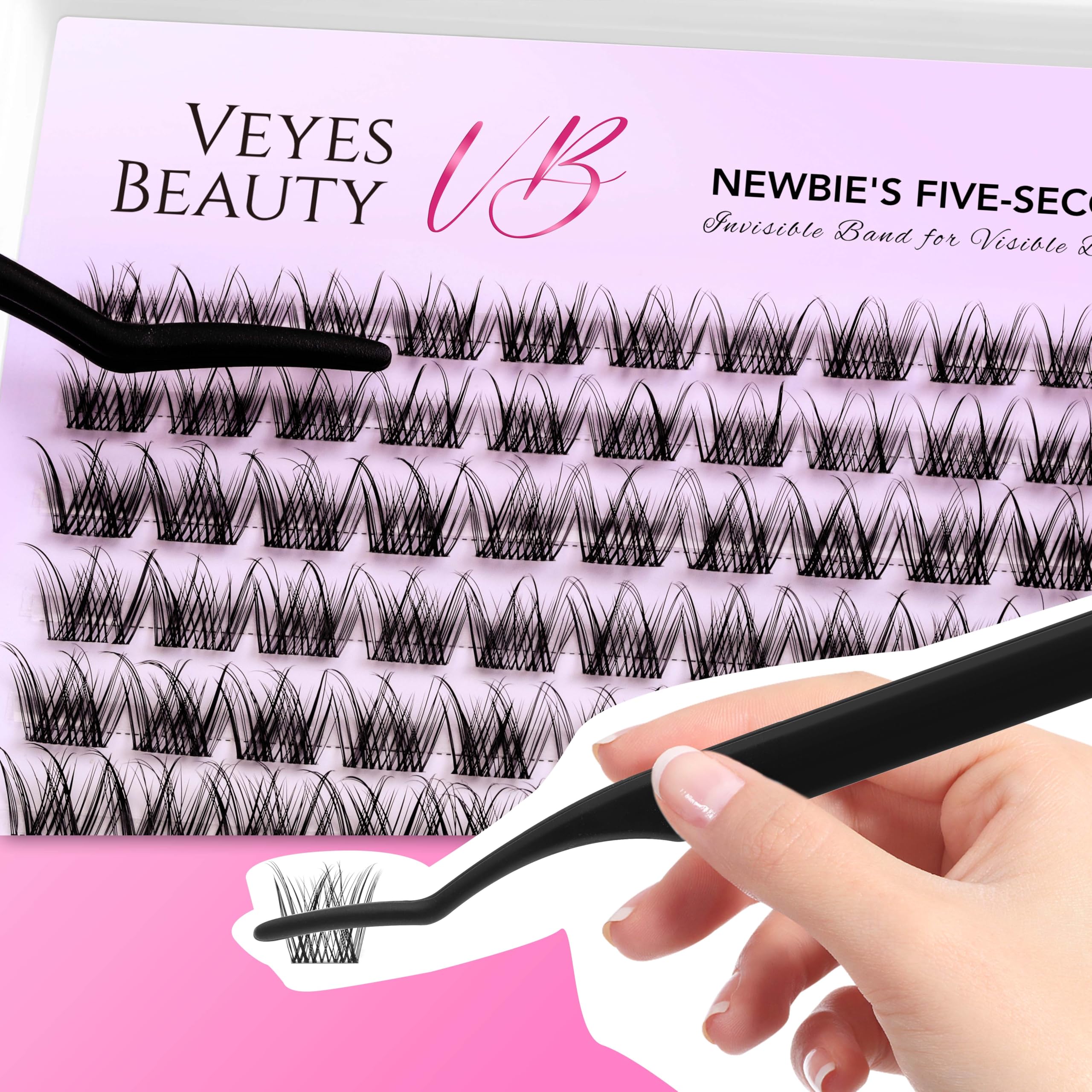 VEYESBEAUTY Curl, bond, and sealer setup demonstrating a complete DIY lash routine.
