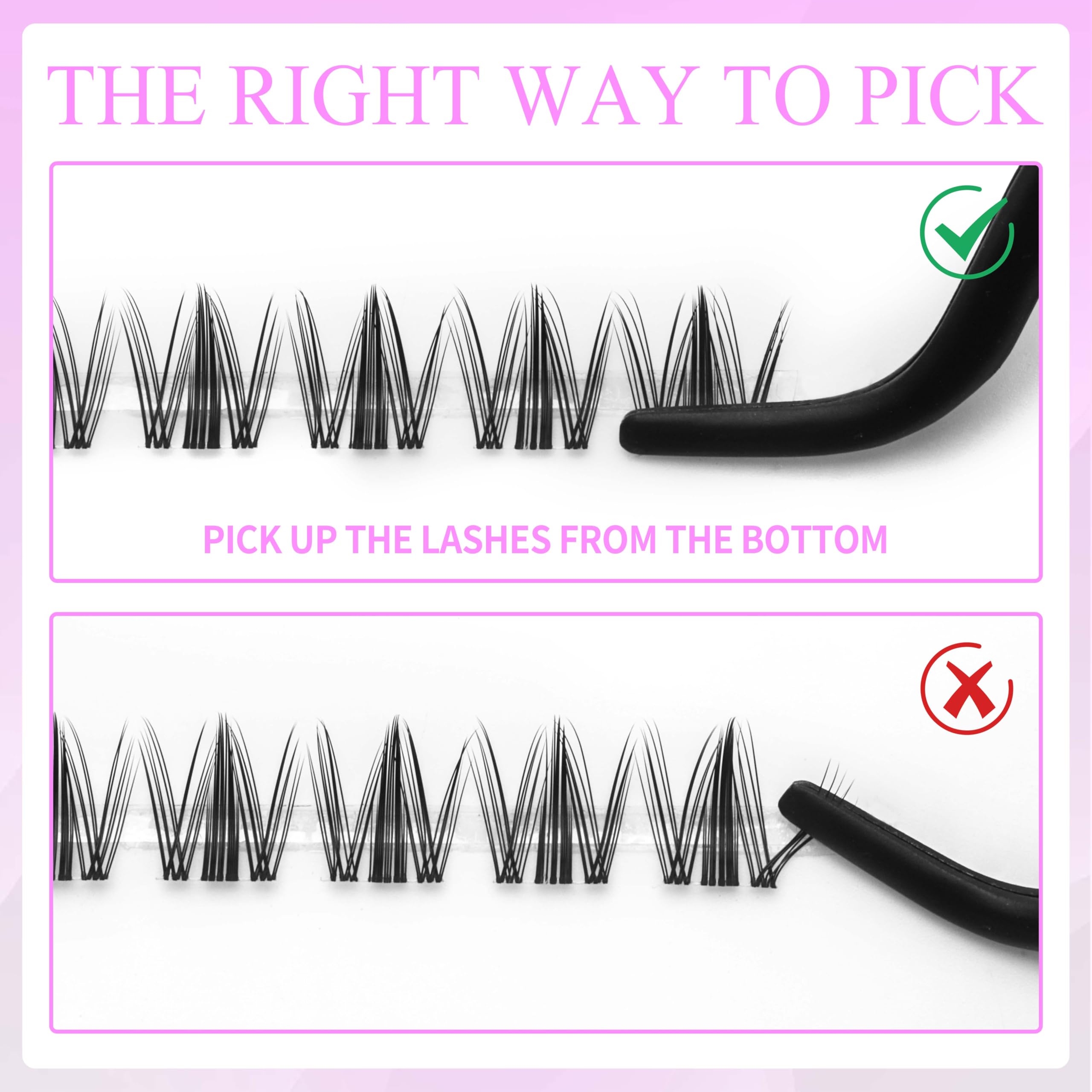 VEYESBEAUTY application tools showcase easy DIY lash extension steps.