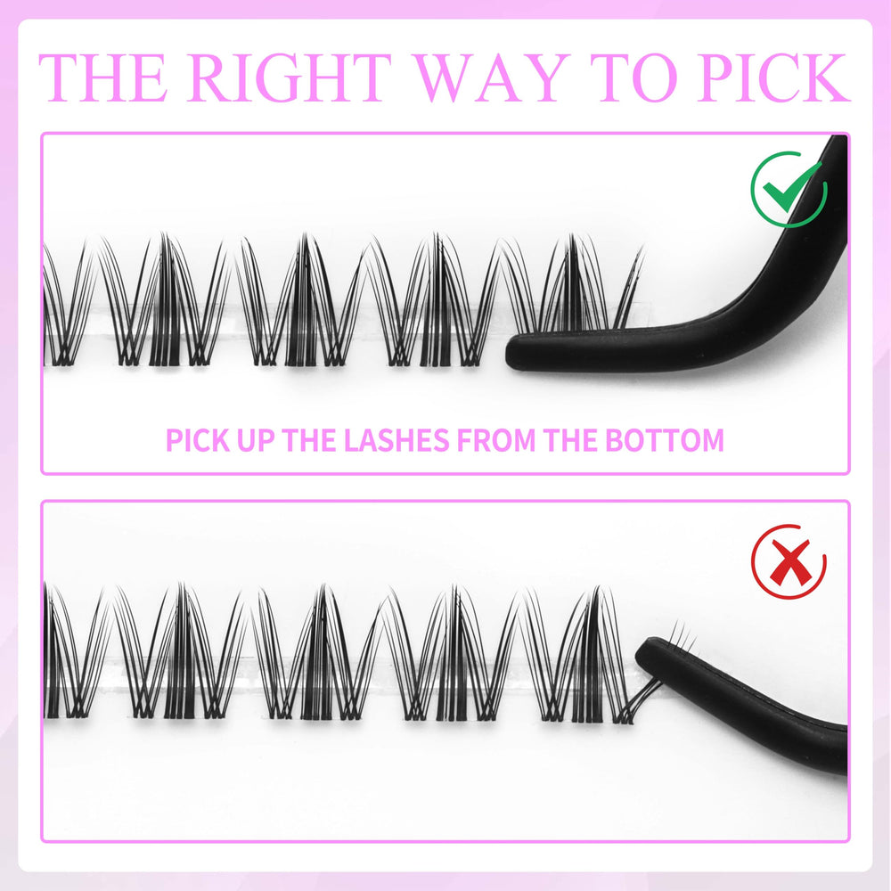 VEYESBEAUTY application tools showcase easy DIY lash extension steps.