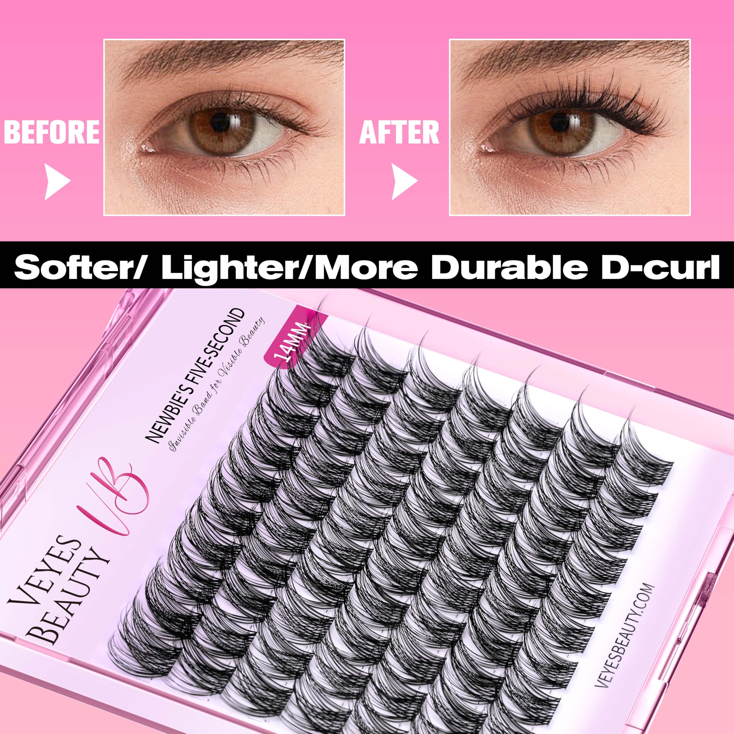 VEYESBEAUTY lash bond application shows simple placement under lashes.