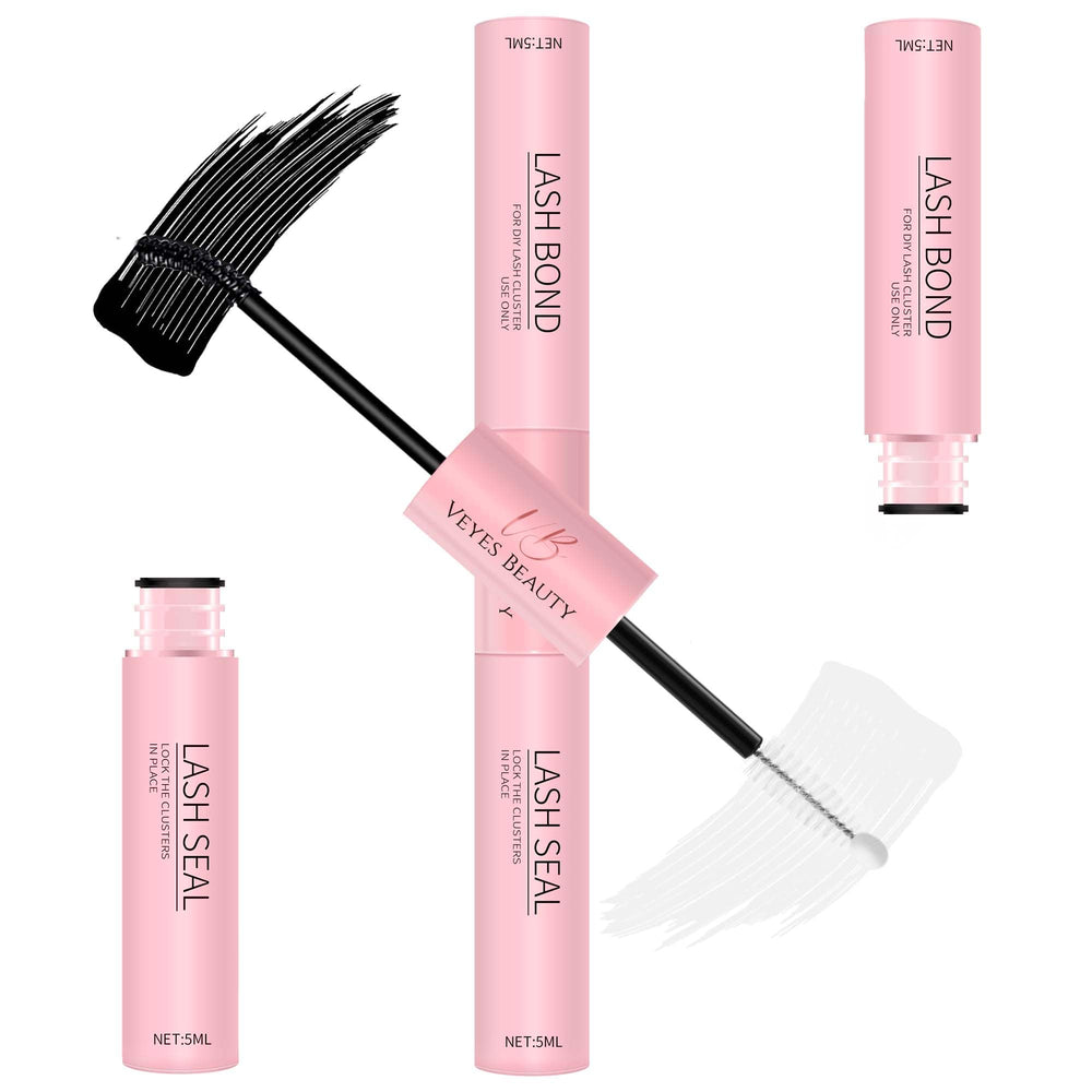 VEYESBEAUTY lash bond and seal with spiral brush for precise DIY lash application.