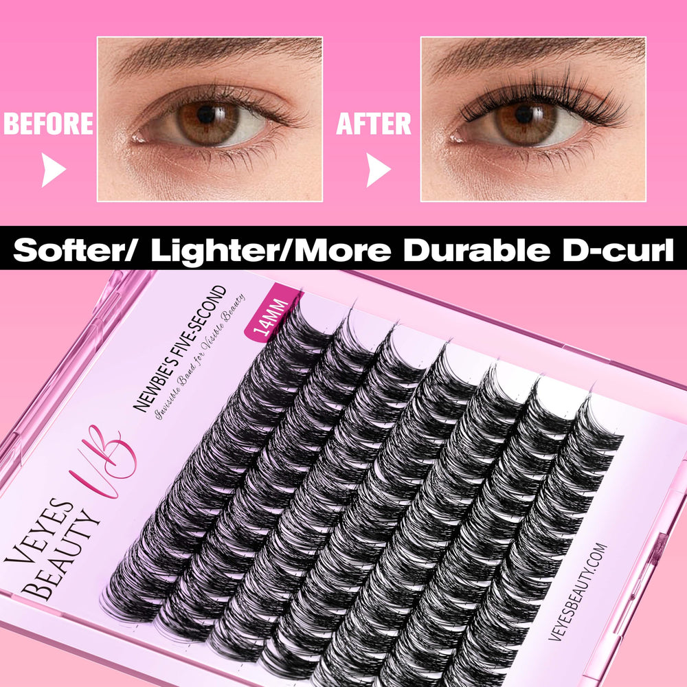 VEYESBEAUTY Dreamy 14mm single length creates versatile daytime-to-evening looks.