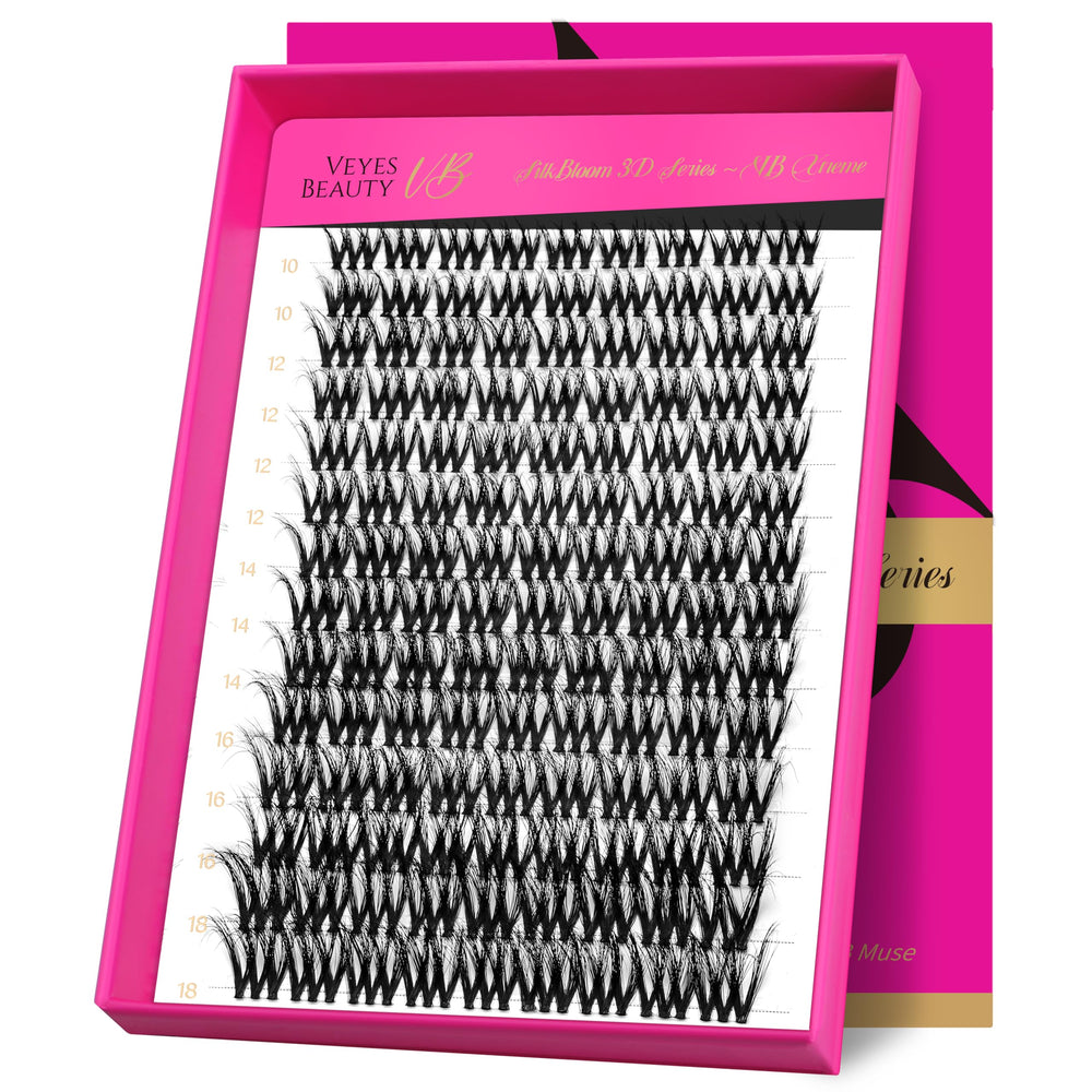 VEYESBEAUTY lash clusters show 3D layered fluffy volume for natural lift
