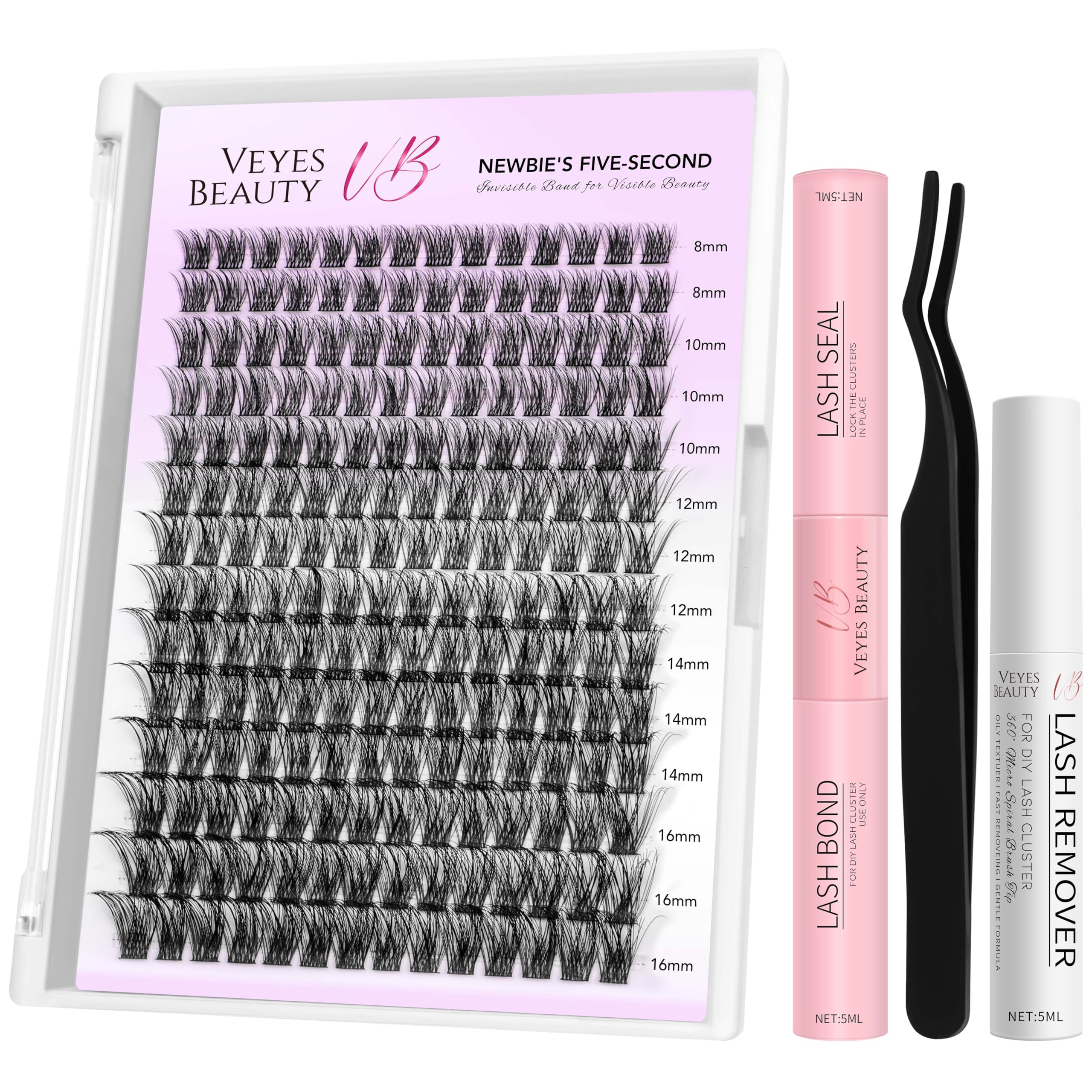 VEYESBEAUTY Lash Clusters Kit wispy lashes for effortless daily enhancement.