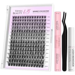 VEYESBEAUTY Lash Clusters Kit wispy lashes for effortless daily enhancement.