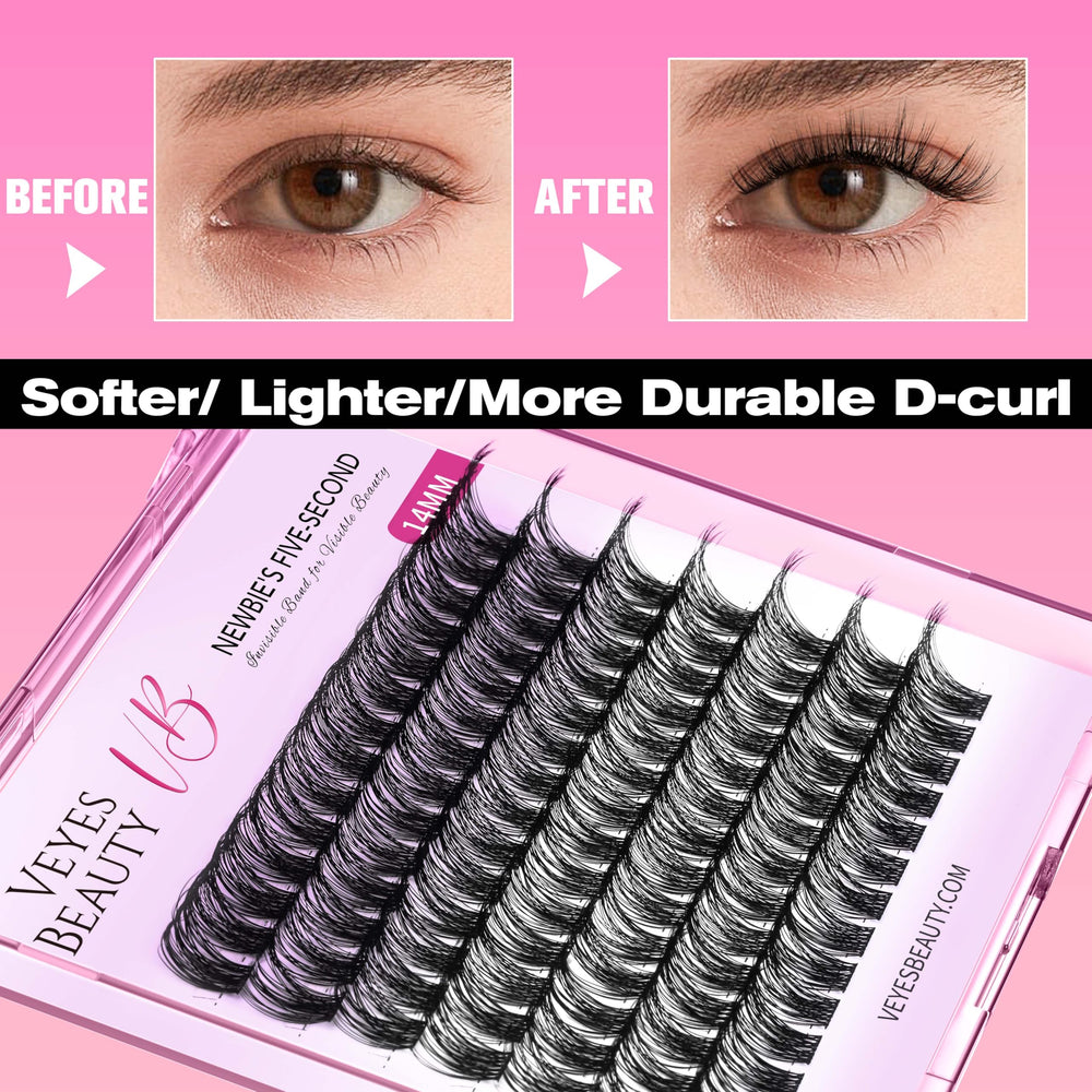 VEYESBEAUTY lash clusters with waterproof seal for durable wear