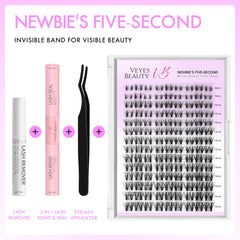 VEYESBEAUTY lash clusters with a wider band for quick, natural-looking volume.