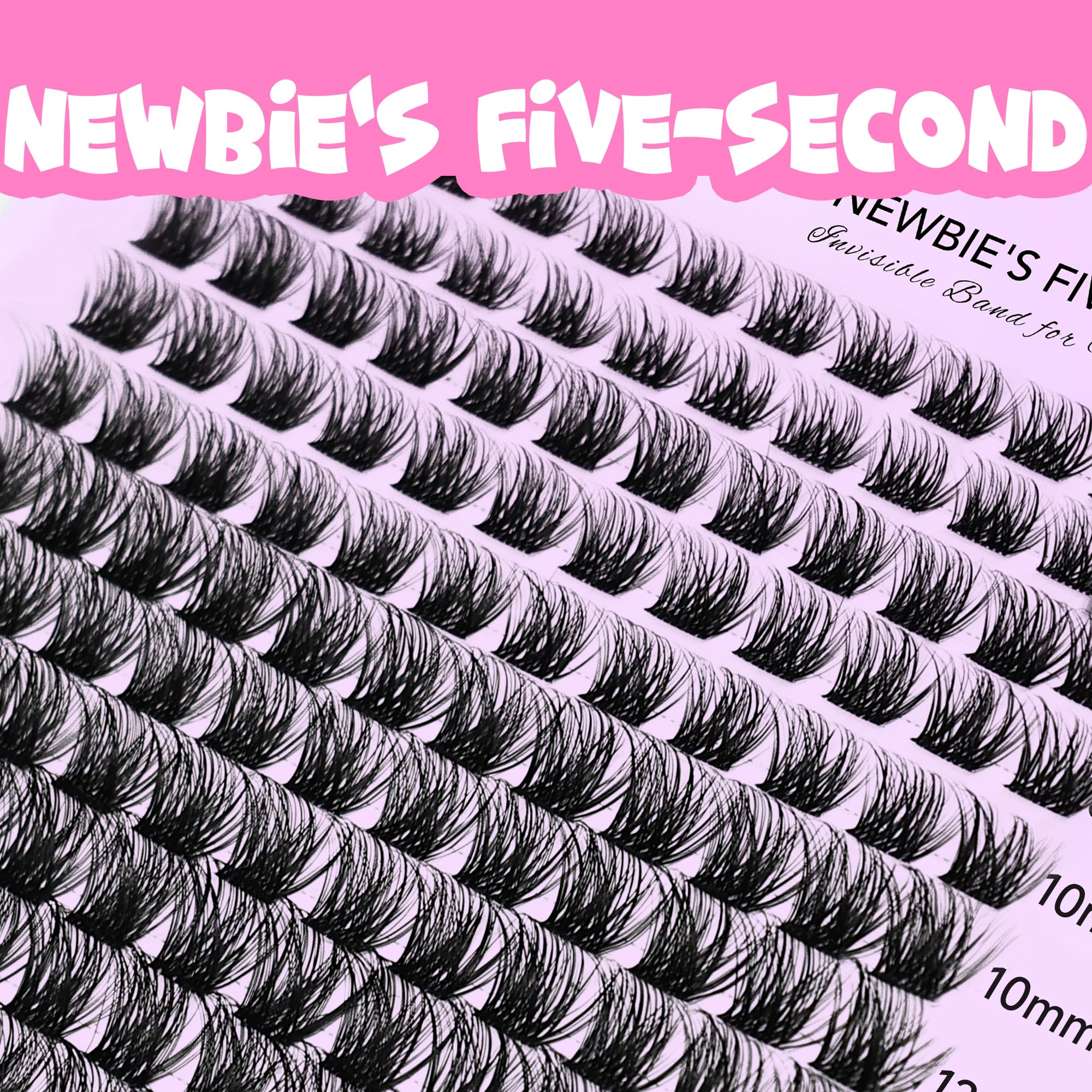 VEYESBEAUTY Newbie Five-Second clusters wide band closeup demonstrates quick, simple lash application