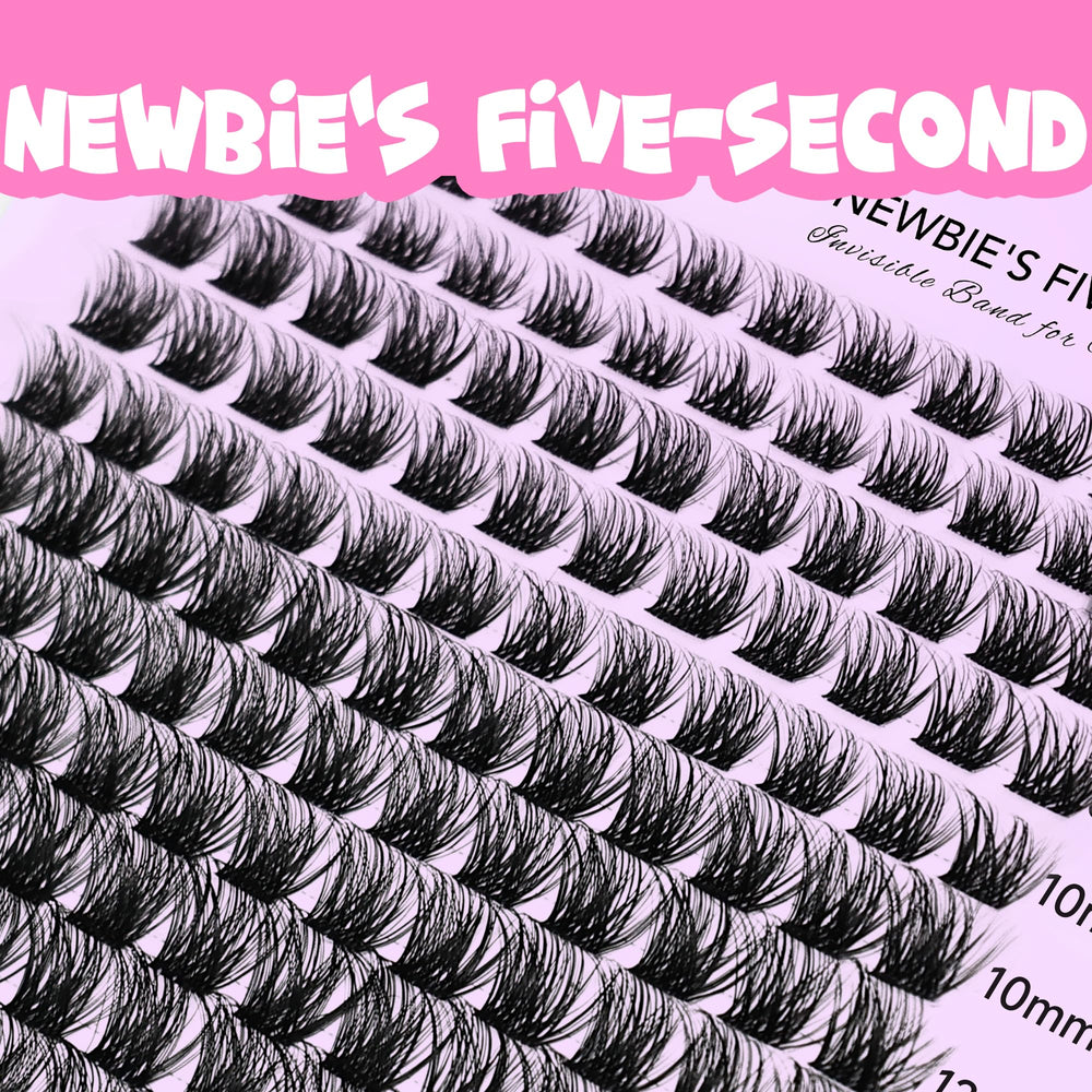 VEYESBEAUTY Newbie Five-Second clusters wide band closeup demonstrates quick, simple lash application