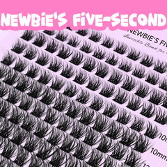 VEYESBEAUTY Newbie Five-Second clusters wide band closeup demonstrates quick, simple lash application