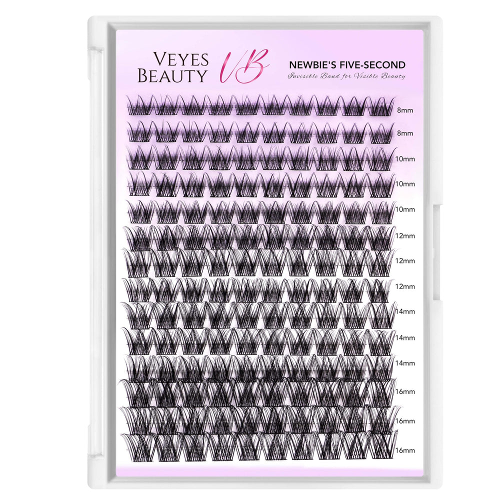 VEYESBEAUTY Newbies five‑second clusters with wider band enable quick DIY application.