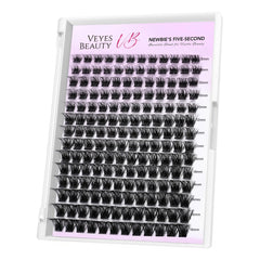 VEYESBEAUTY Siren cluster lashes tray closeup showing volume-ready clusters for easy DIY lashes