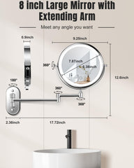 VFD 3-color light dimmable makeup mirror delivers natural-to-warm tones for accurate color matching.