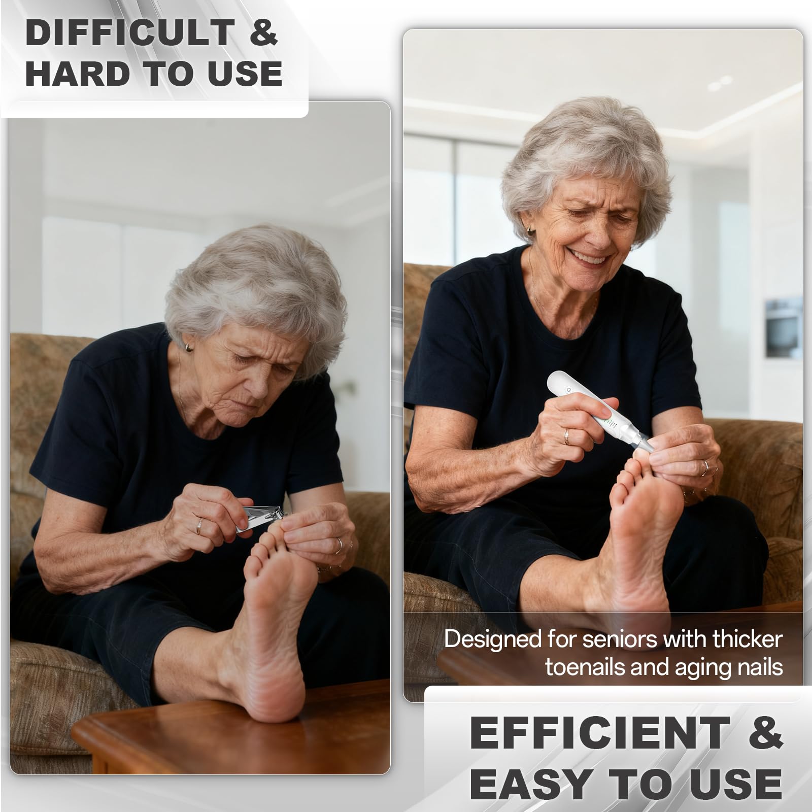 VFD cordless nail file in use on nails for smooth shaping