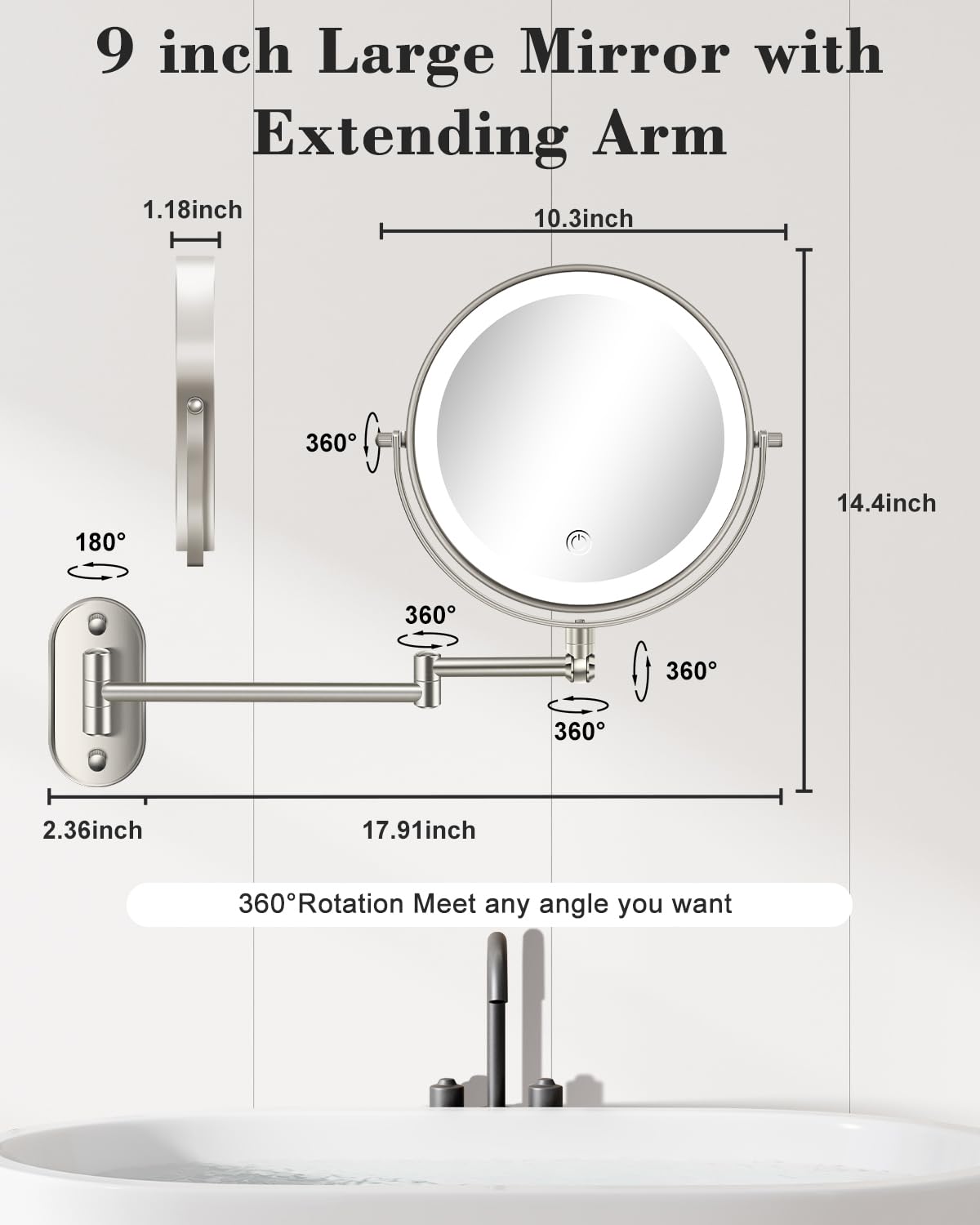 VFD extended-arm wall mount enables versatile positioning for comfortable application