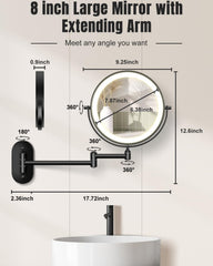VFD mirror arm extended for flexible viewing angles during routine makeup.