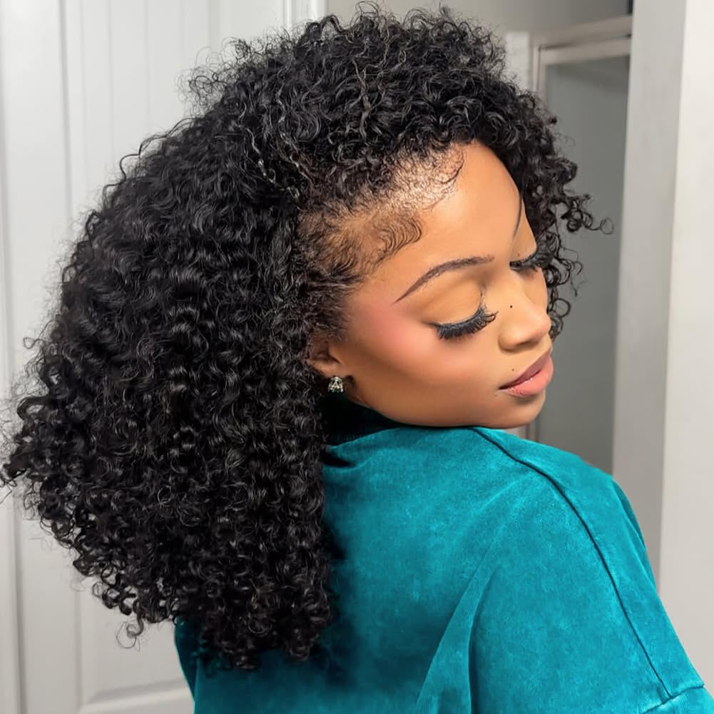 VFFTI kinky curly half wig 18 inch cap for breathable comfort