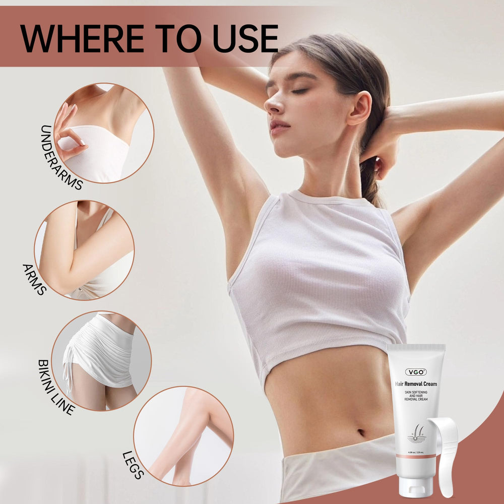 VGO Painless Bikini Gel application on skin demonstrates gentle spread