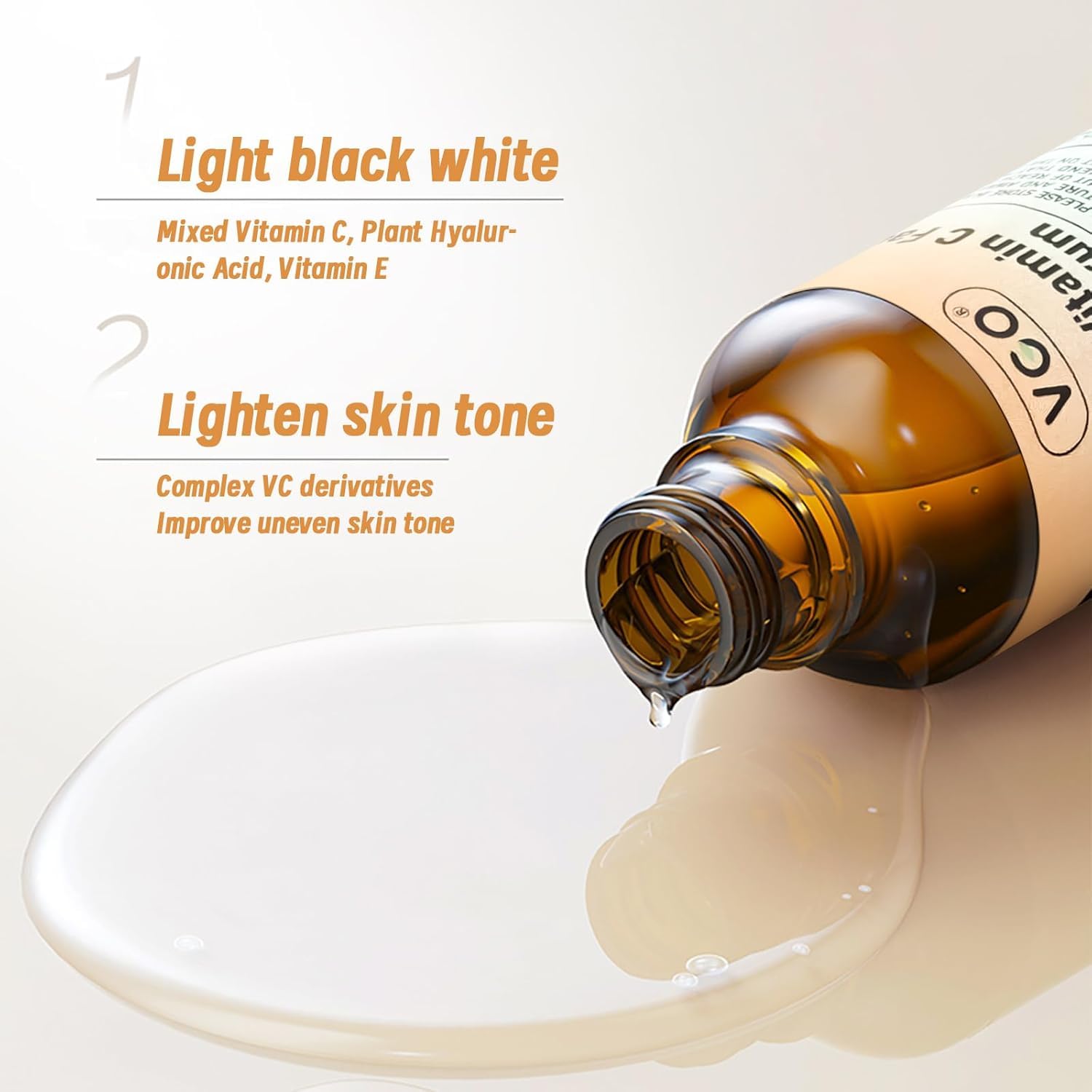 VGO Vitamin C Serum close-up, vegan and cruelty-free antioxidant boost