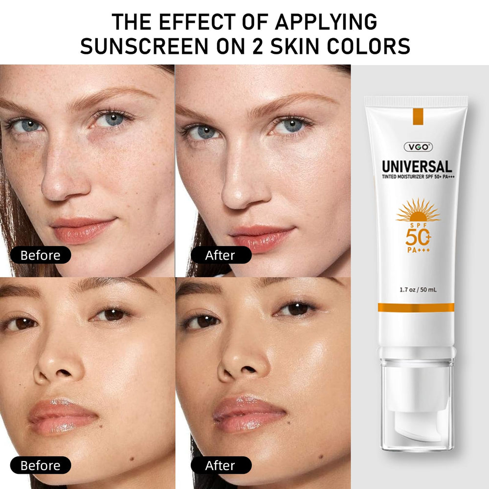 VGO tinted sunscreen SPF50 dispense pump demonstrates convenient daily use.