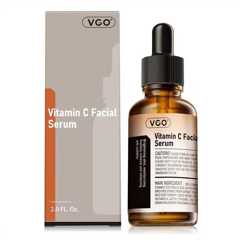 VGO Vitamin C Serum bottle shows deep hydration for radiant skin.