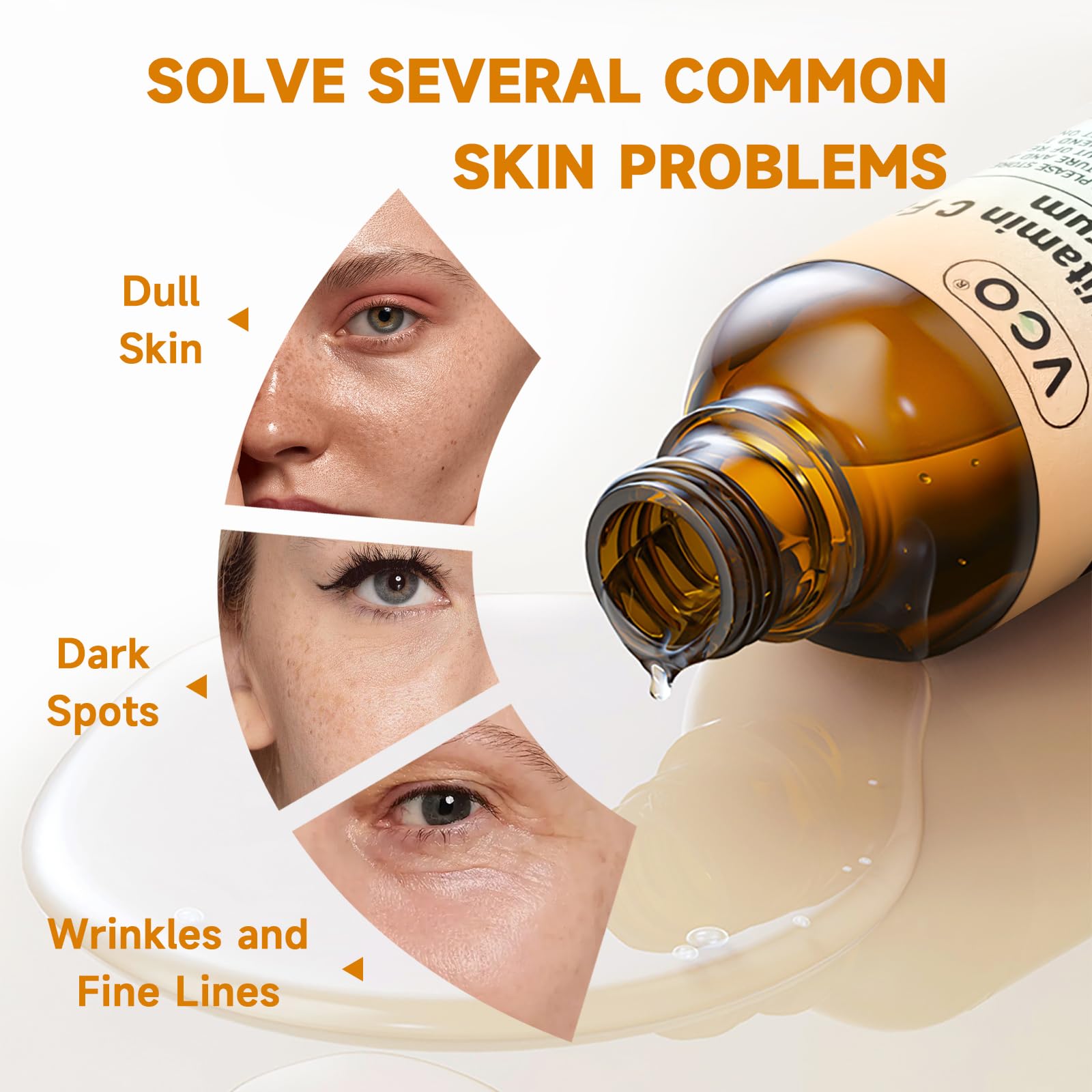VGO Vitamin C Serum packaging box showcases ingredients and usage tips