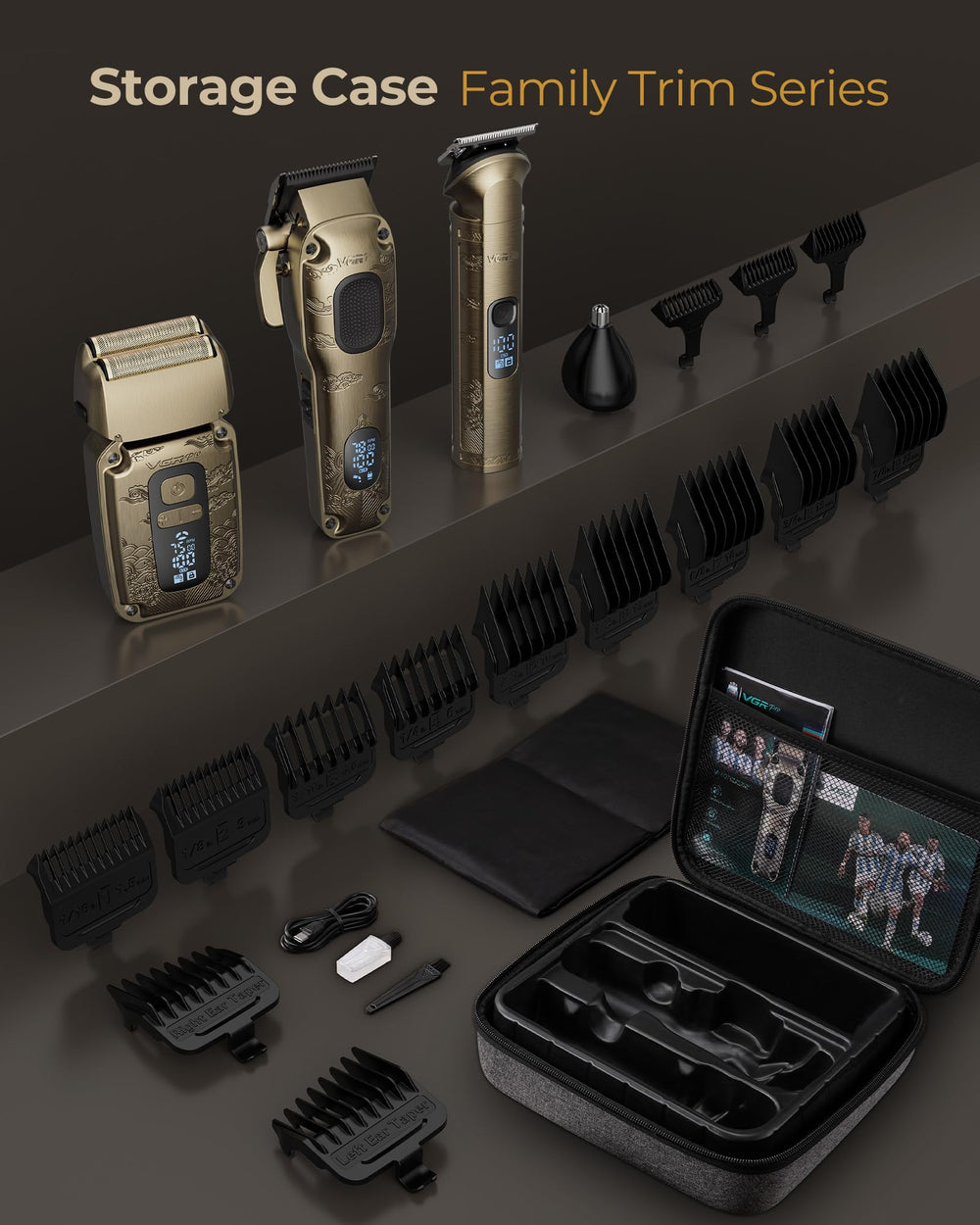 VGRPRO barber cape and cleaning kit supports tidy grooming sessions.