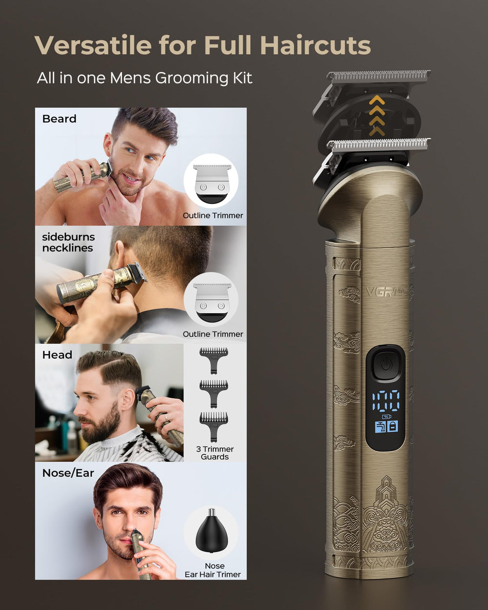 VGRPRO double-blade foil shaver delivers smooth, irritation-free finishes.
