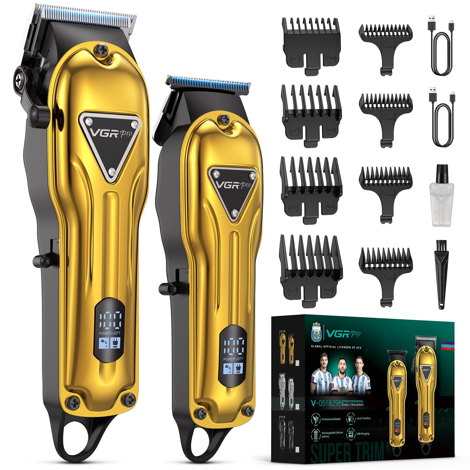 VGRPRO electric hair clippers front view showing ergonomic grip for comfortable use