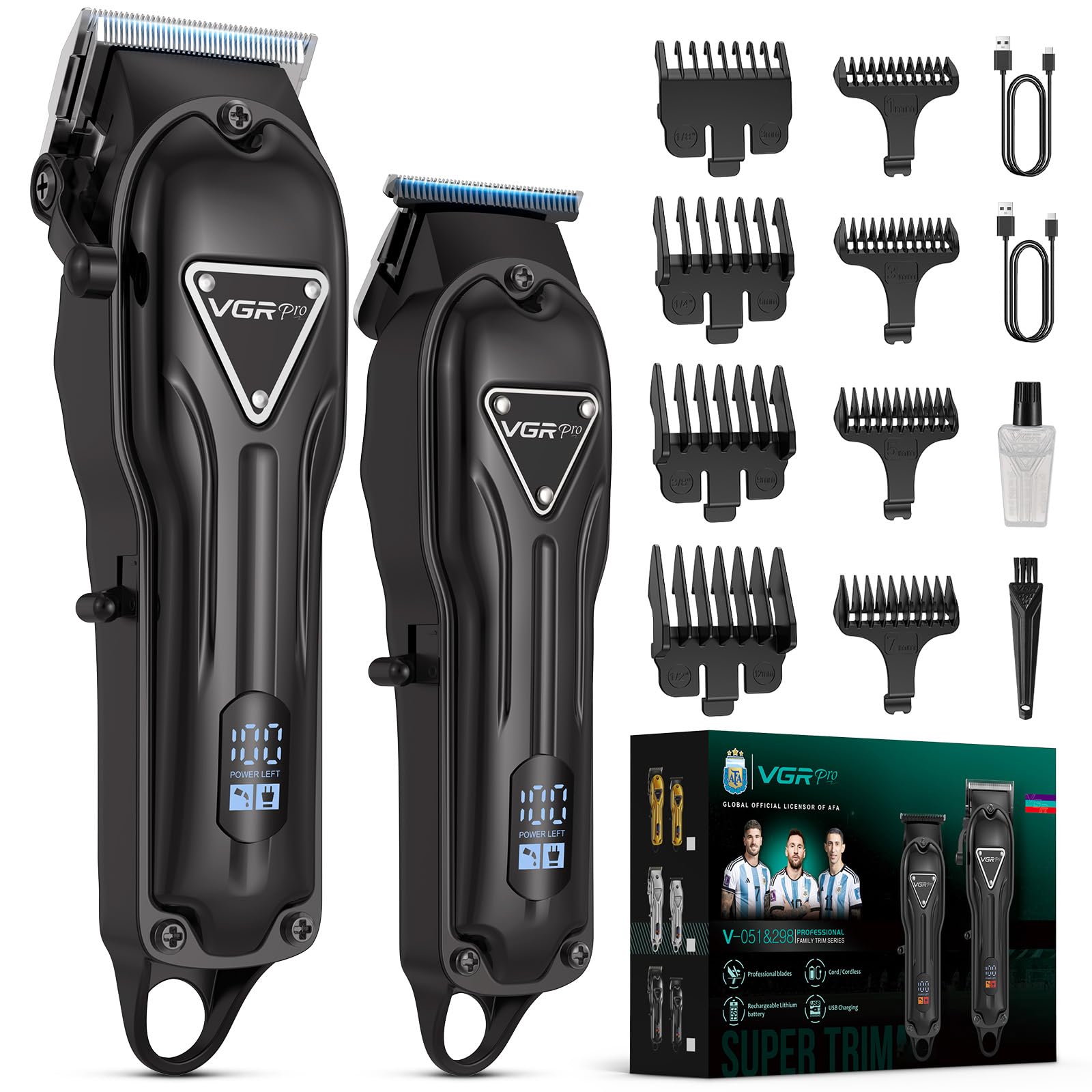 VGRPRO electric hair clippers set packaging showcases complete at-home grooming kit