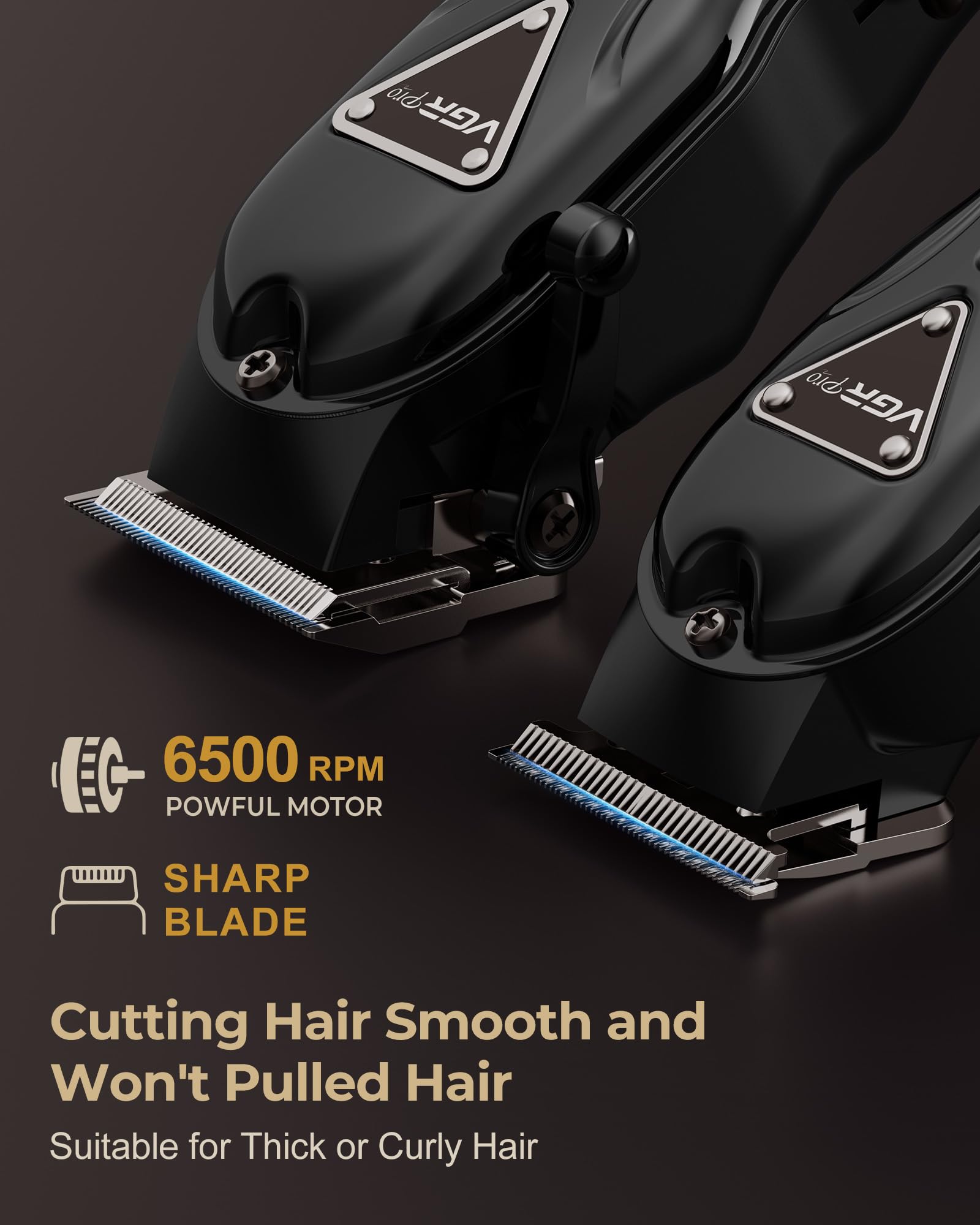 VGRPRO hair clippers precision T-blade detail shows smooth cuts
