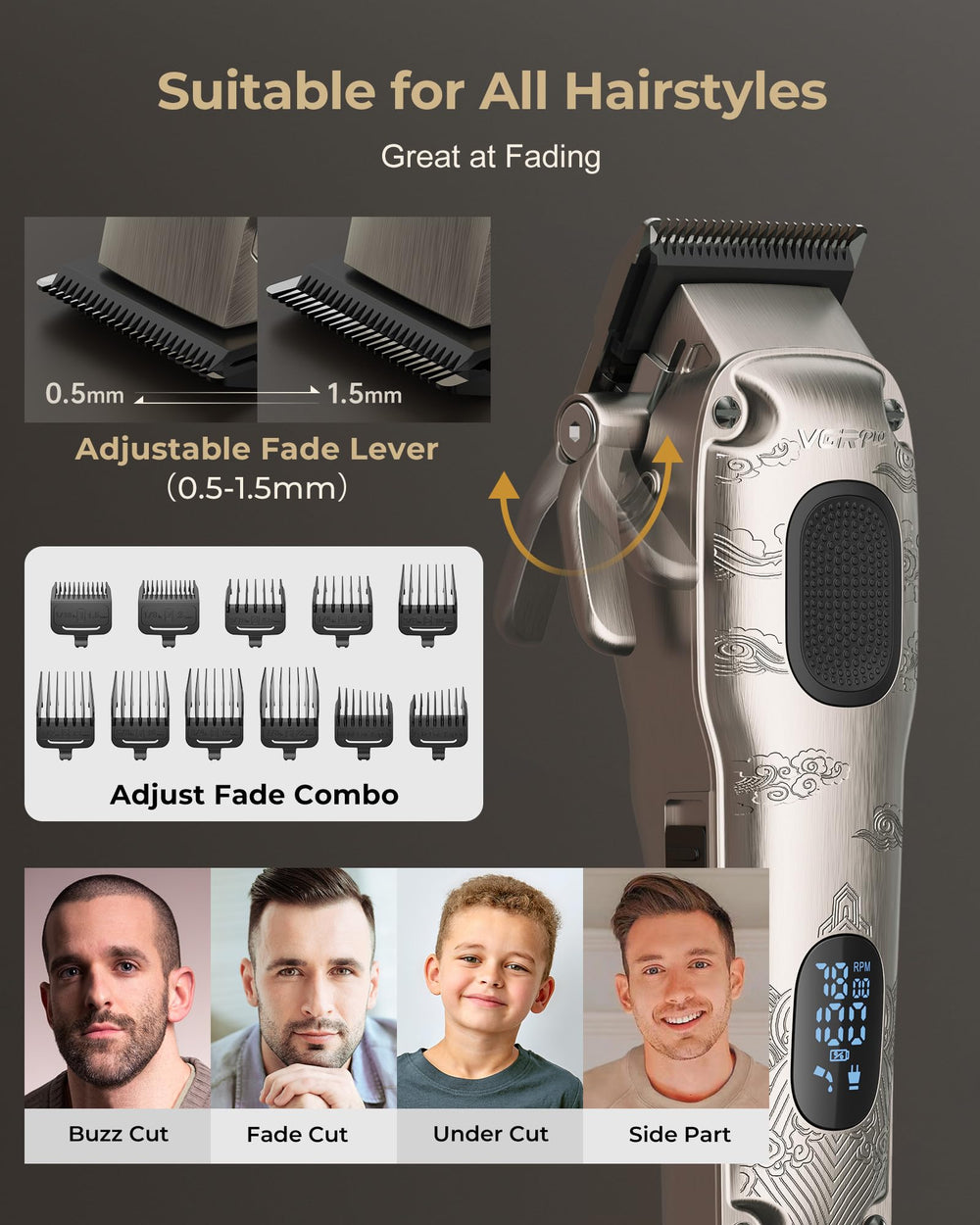 VGRPRO fade comb in use demonstrating easy blending and precise transitions