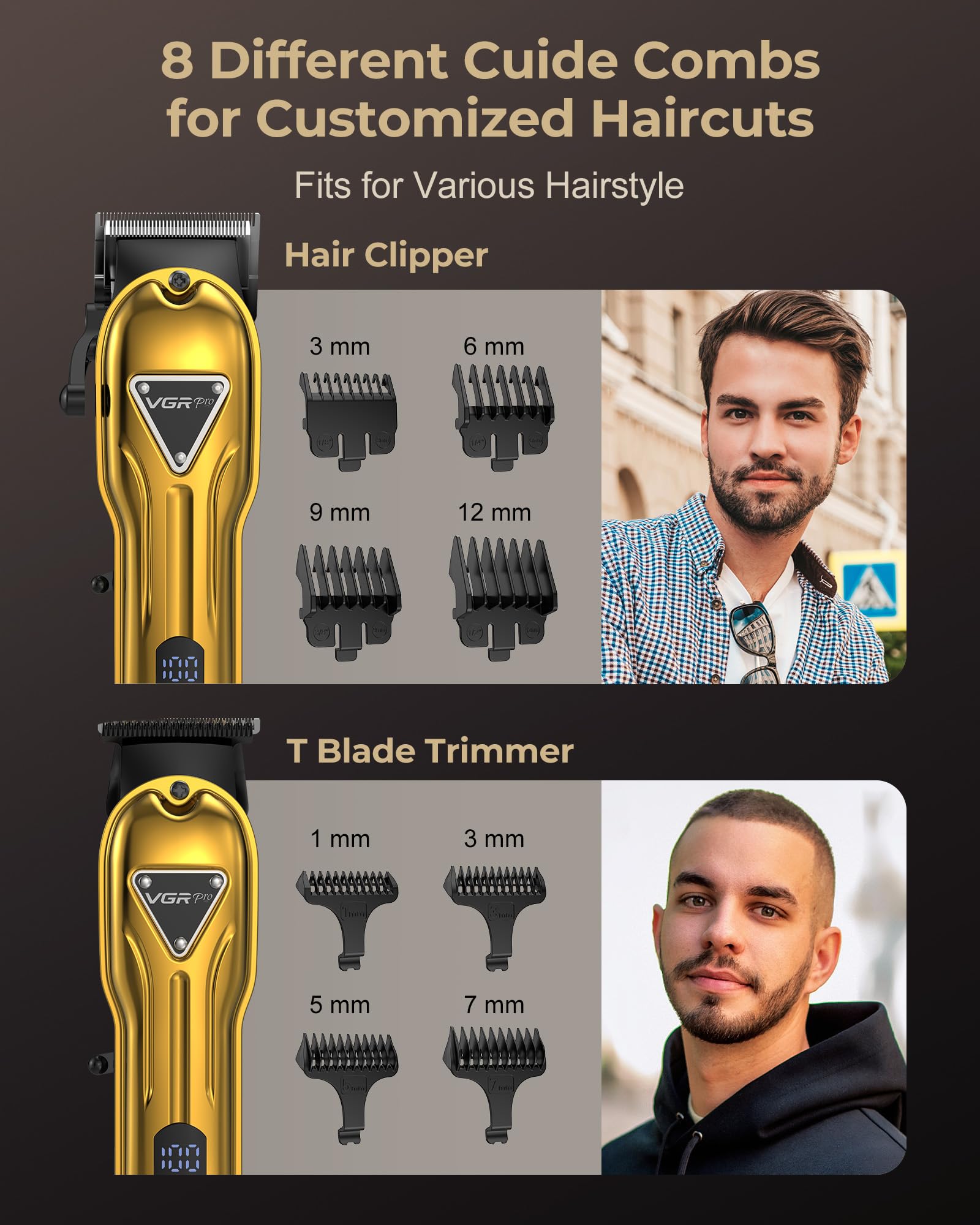 VGRPRO guard set for precise at-home hair and beard trimming.