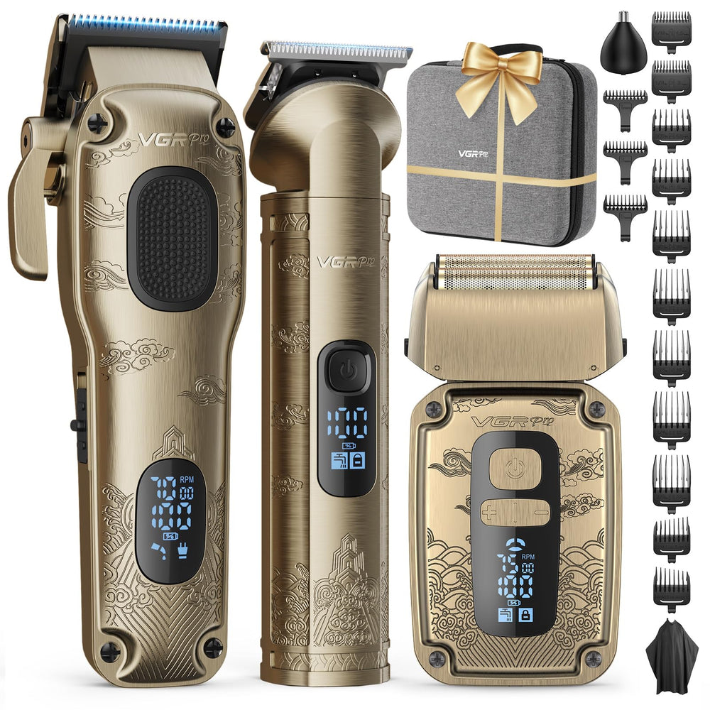 VGRPRO hair clipper with guide combs enables precise home haircuts.
