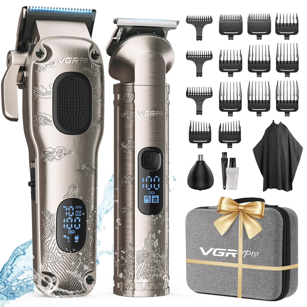 VGRPRO hair clippers kit front view cordless convenience for quick family haircuts