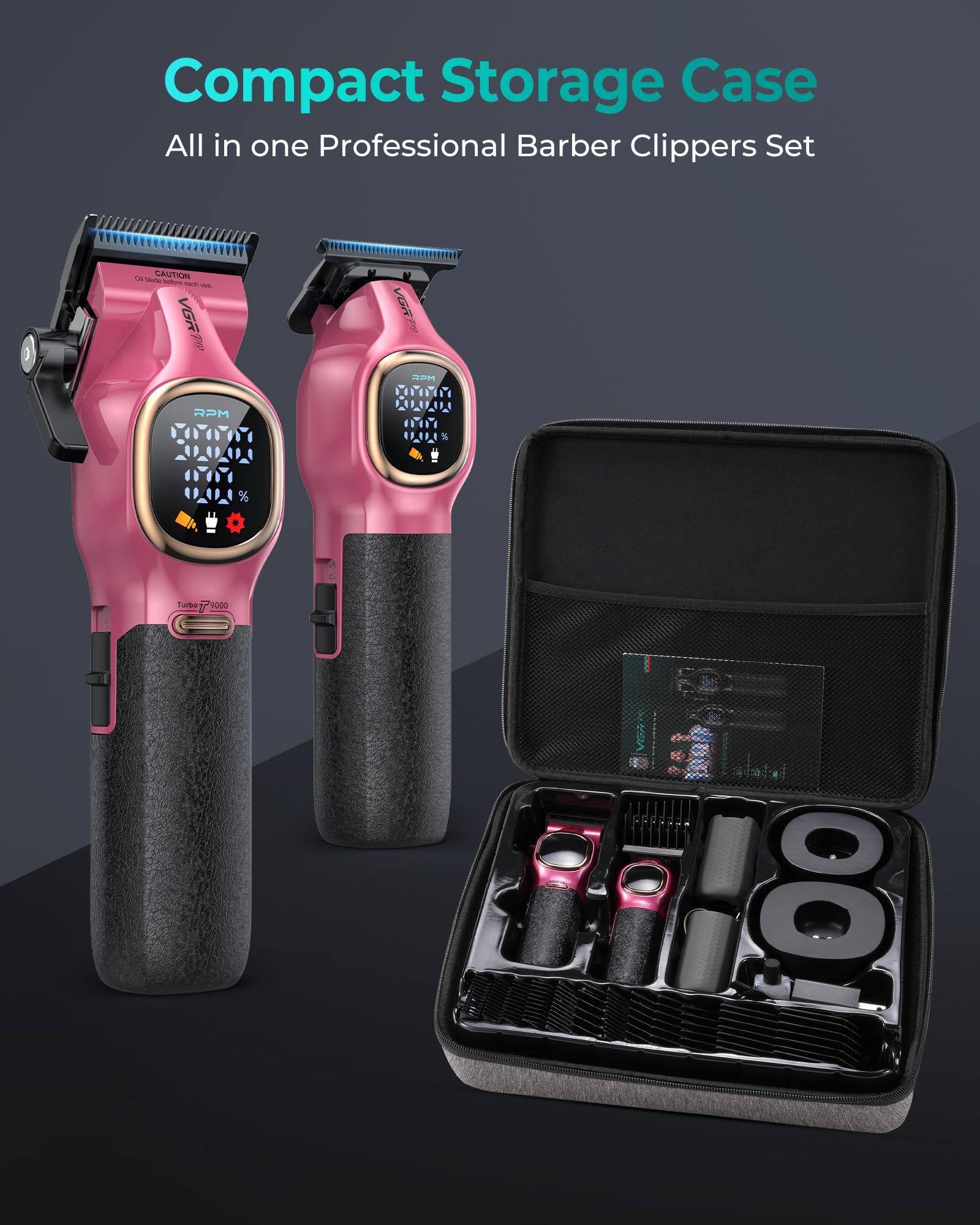 VGRPRO pro hair clippers charging base keeps cordless power recharged