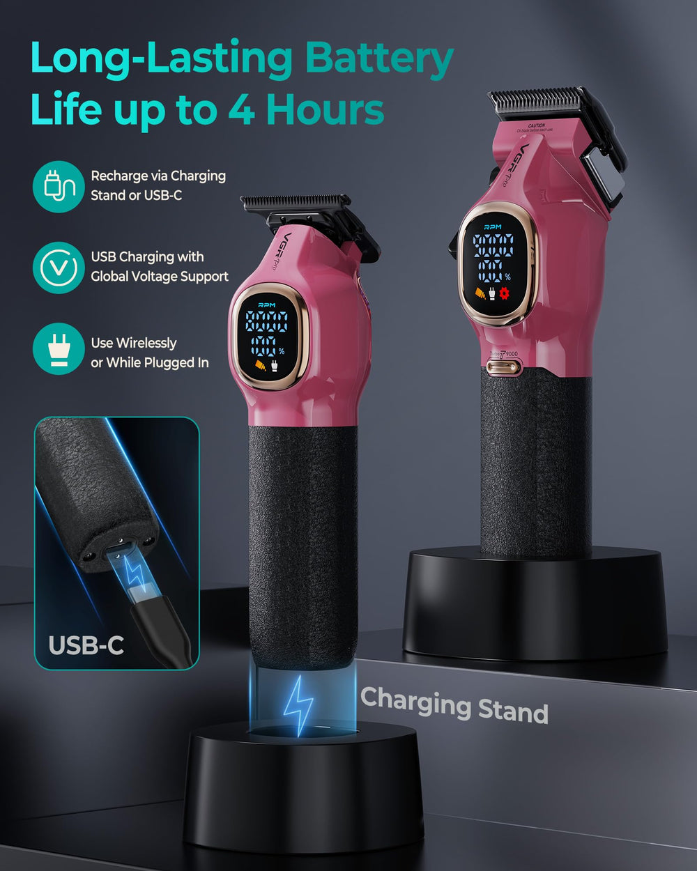 VGRPRO pro hair clippers silent mode ideal for kids and salons