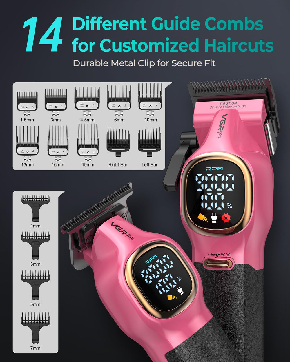 VGRPRO zero-gap trimmer 0.1mm precision for beards and brows