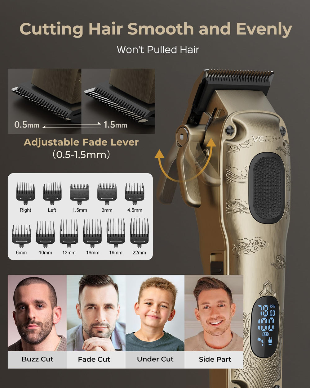 VGRPRO zero-gapped trimmer for detailing beards and edges.