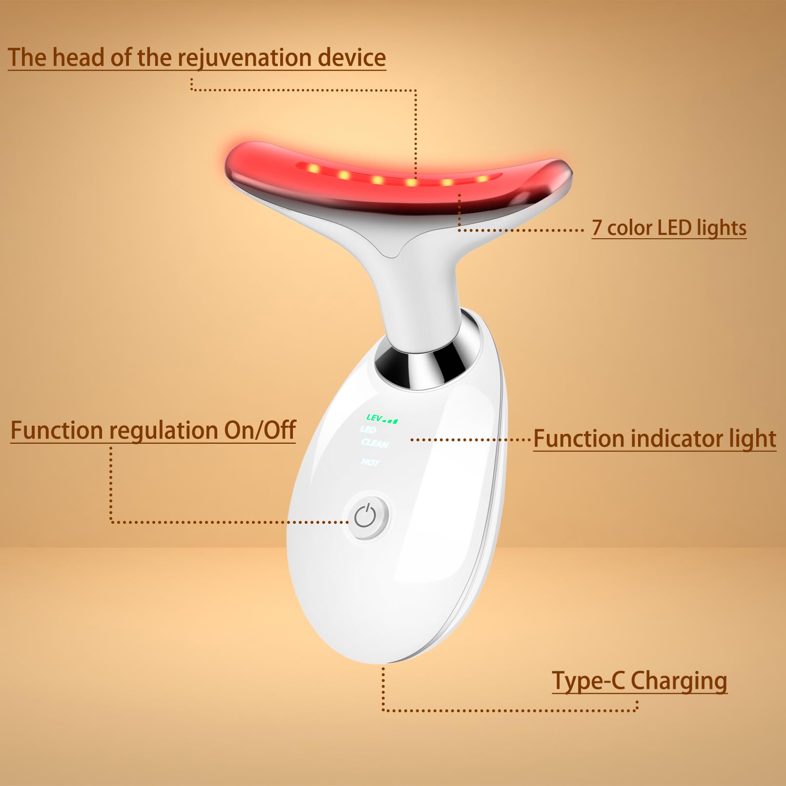 VGY heat and red-light features shown for refreshing facial care sessions