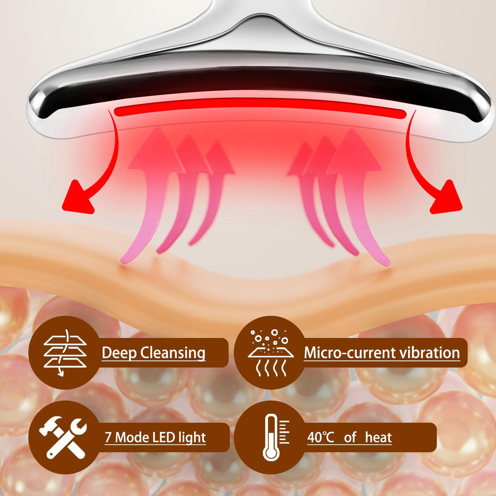 VGY 7-in-1 face massager heat red light therapy side view ergonomic fit for cheeks and jaw