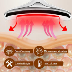 VGY 7-in-1 face massager heat red light therapy side view ergonomic fit for cheeks and jaw