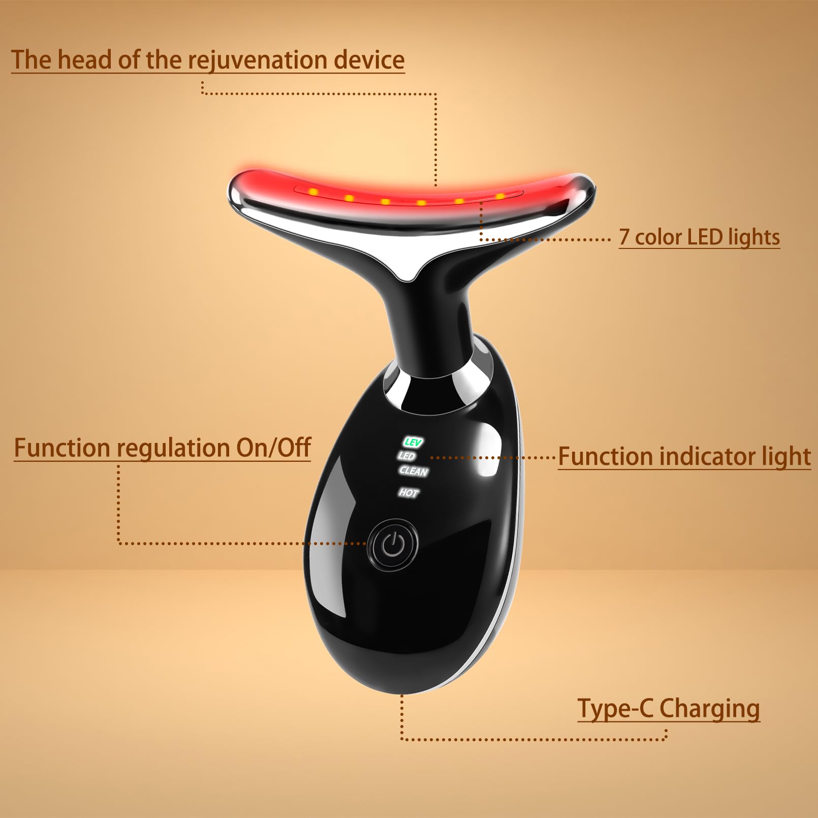 VGY 7-in-1 face massager red-light-therapy in-use promoting gentle rejuvenation