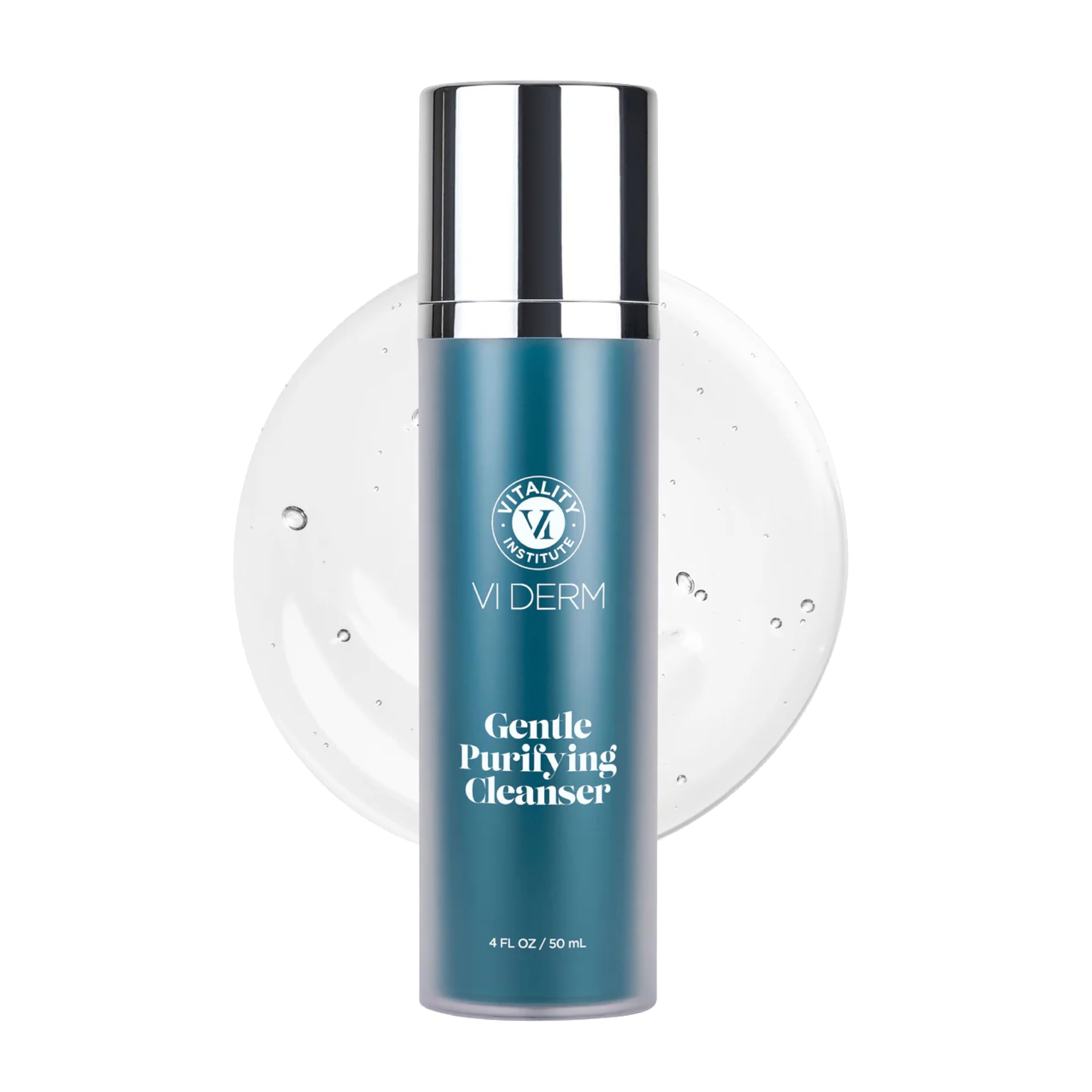 VI DERM Gentle Purifying Cleanser bottle front, fragrance-free soothing formula for sensitive skin.