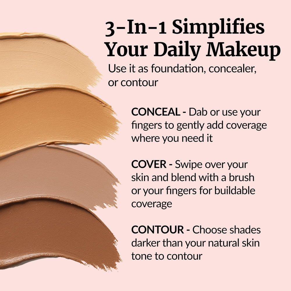 Vibriance Complexion Sticks beige shade demonstrates natural, buildable coverage for mature skin